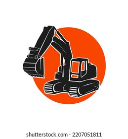 Excavator Heavy Industrial illustration vector  Logo Design