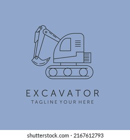 excavator heavy line art logo vector symbol illustration design