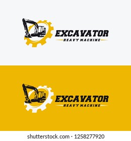 Excavator Heavy Machine Logo Designs Template, Great Excavator Logo Badge Vector, Logo Symbol Icon