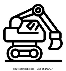 Excavator with hydraulic arm and bucket digging, representing construction, earthmoving, and heavy machinery