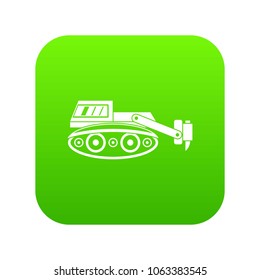 Excavator with hydraulic hammer icon digital green for any design isolated on white vector illustration
