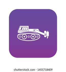 Excavator with hydraulic hammer icon digital purple for any design isolated on white vector illustration