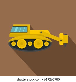 Excavator with hydraulic hammer icon. Flat illustration of excavator with hydraulic hammer vector icon for web