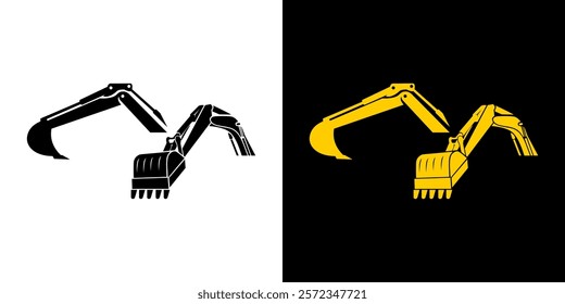 Excavator icon background vector construction machine industry business design isolated