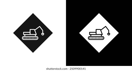 Excavator Icon Black line art vector logo set