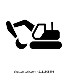 Excavator icon. Black silhouette. Side view. Vector simple flat graphic illustration. Isolated object on a white background. Isolate.