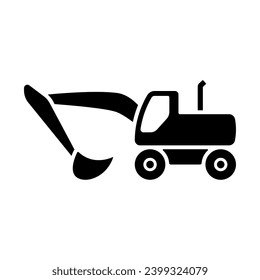 Excavator icon. Black silhouette. Side view. Vector simple flat graphic illustration. Isolated object on a white background. Isolate.