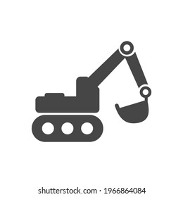 Excavator Icon Black and White Vector Graphic
