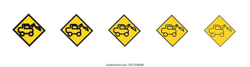Excavator Icon black and white vector sign