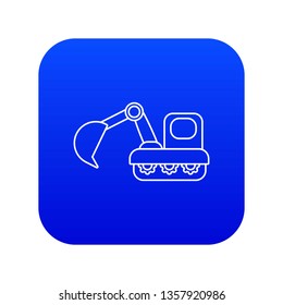 Excavator icon blue vector isolated on white background