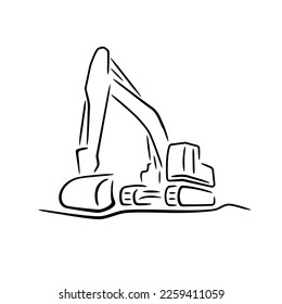 Excavator icon in brush stroke style. Crawler excavator.