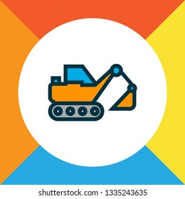 Excavator icon colored line symbol. Premium quality isolated digger element in trendy style.