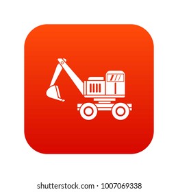 Excavator icon digital red for any design isolated on white vector illustration