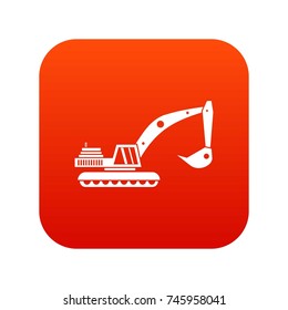Excavator icon digital red for any design isolated on white vector illustration