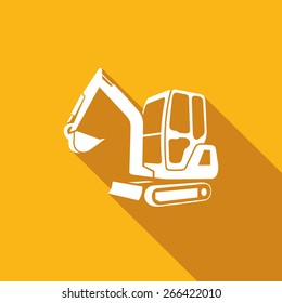 Excavator icon. Earth heavy Digger. Earthmover sign. Excavate machinery symbol. Vector Illustration.