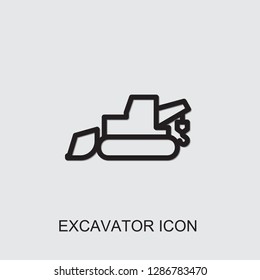 excavator icon . Editable outline excavator icon from construction. Trendy excavator icon for web and mobile.
