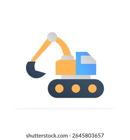 excavator icon, flat colored vector. modern and minimalist design