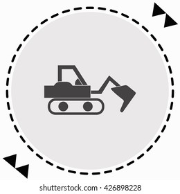 Excavator icon Flat Design. Isolated Illustration.