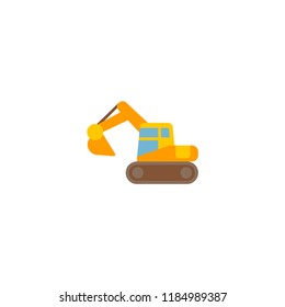 Excavator icon flat element. Vector illustration of excavator icon flat isolated on clean background for your web mobile app logo design.