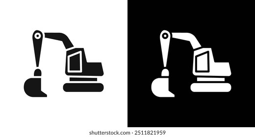 Excavator Icon Flat fill set collection