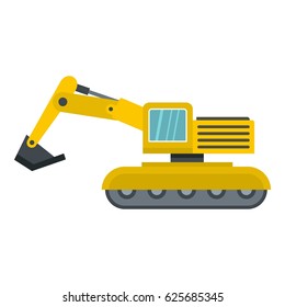 Excavator icon flat isolated on white background vector illustration