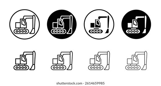 Excavator icon flat and simple set design
