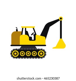 excavator icon in flat style
