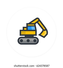 excavator icon, flat style