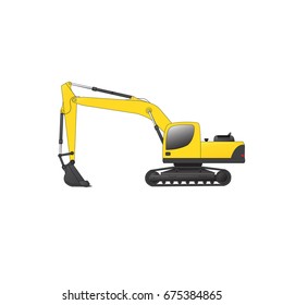 Excavator icon in flat style. Construction machinery. Isolated on white background.Vectors
