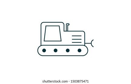 Excavator icon flat style graphical symbol.