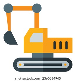 excavator icon in flat style isolated on white background. Construction tools, vector illustration for graphic design projects