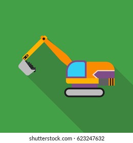 Excavator icon in flat style isolated on white background. Mine symbol stock vector illustration.
