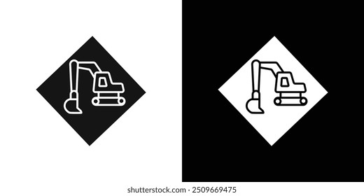 Bagger Symbol Flacher Vektorsatz Umriss