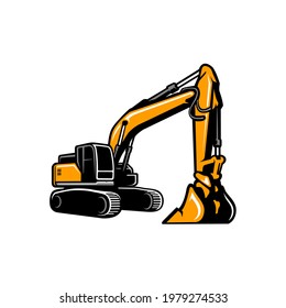 excavator icon for illustration or construction logo design