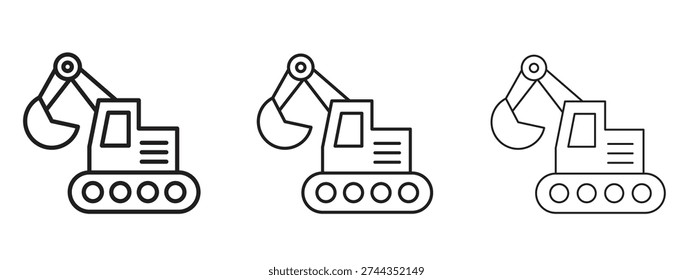 Excavator icon Illustration Eps10. Line with editable stroke