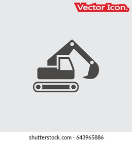 excavator icon isolated sign symbol and flat style for app, web and digital design. Vector illustration.