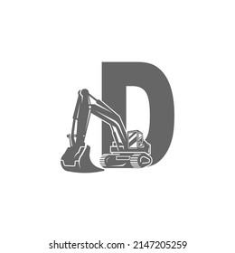 Excavator icon with letter D design illustration vector