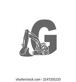 Excavator icon with letter G design illustration vector