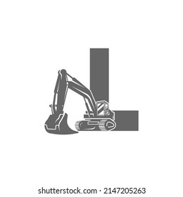 Excavator icon with letter L design illustration vector