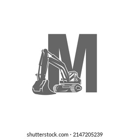 Excavator icon with letter M design illustration vector