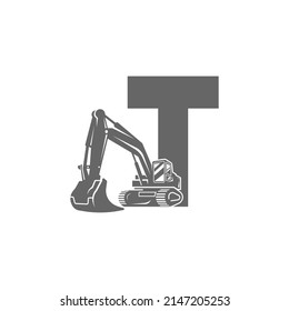 Excavator icon with letter T design illustration vector