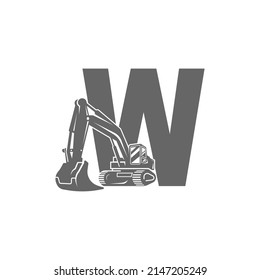 Excavator icon with letter W design illustration vector