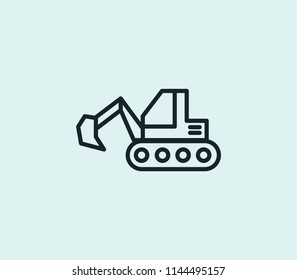 Excavator icon line isolated on clean background. Excavator icon concept drawing icon line in modern style. Vector illustration for your web mobile logo app UI design.