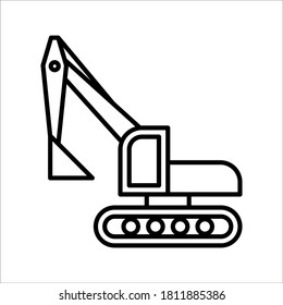 excavator icon with line or outline style. vehicle or transport icon stock on white background eps 10