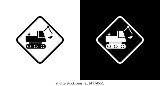 Excavator Icon linear logo isolated