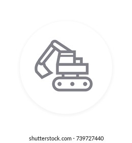 excavator icon, linear style