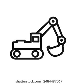 Excavator Icon linear vector graphics sign