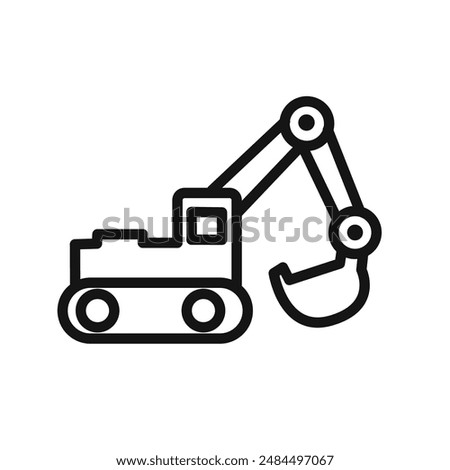 Excavator Icon linear vector graphics sign