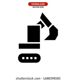 excavator icon or logo isolated sign symbol vector illustration - high quality black style vector icons
