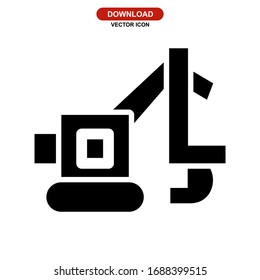 excavator icon or logo isolated sign symbol vector illustration - high quality black style vector icons
